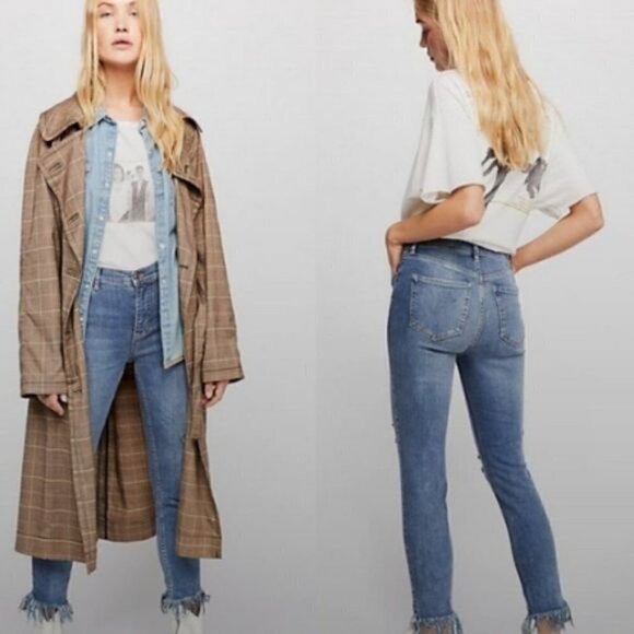 Free People Great Heights Frayed Skinny Jeans Size 25 - Picture 1 of 6